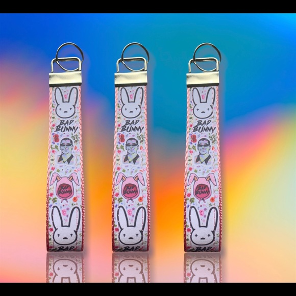Bad bunny theme wristlet, key fob - Picture 3 of 5